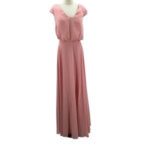 AW BRIDAL 16 2X plus pink formal party chiffon bridesmaid maxi dress NEW b99